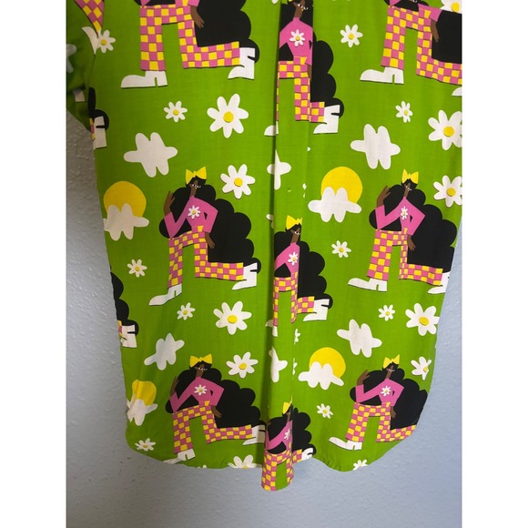 Nooworks Short Sleeve Button Up Shirt Checkered‎ Ladies Lime Green Size XS - Picture 7 of 8